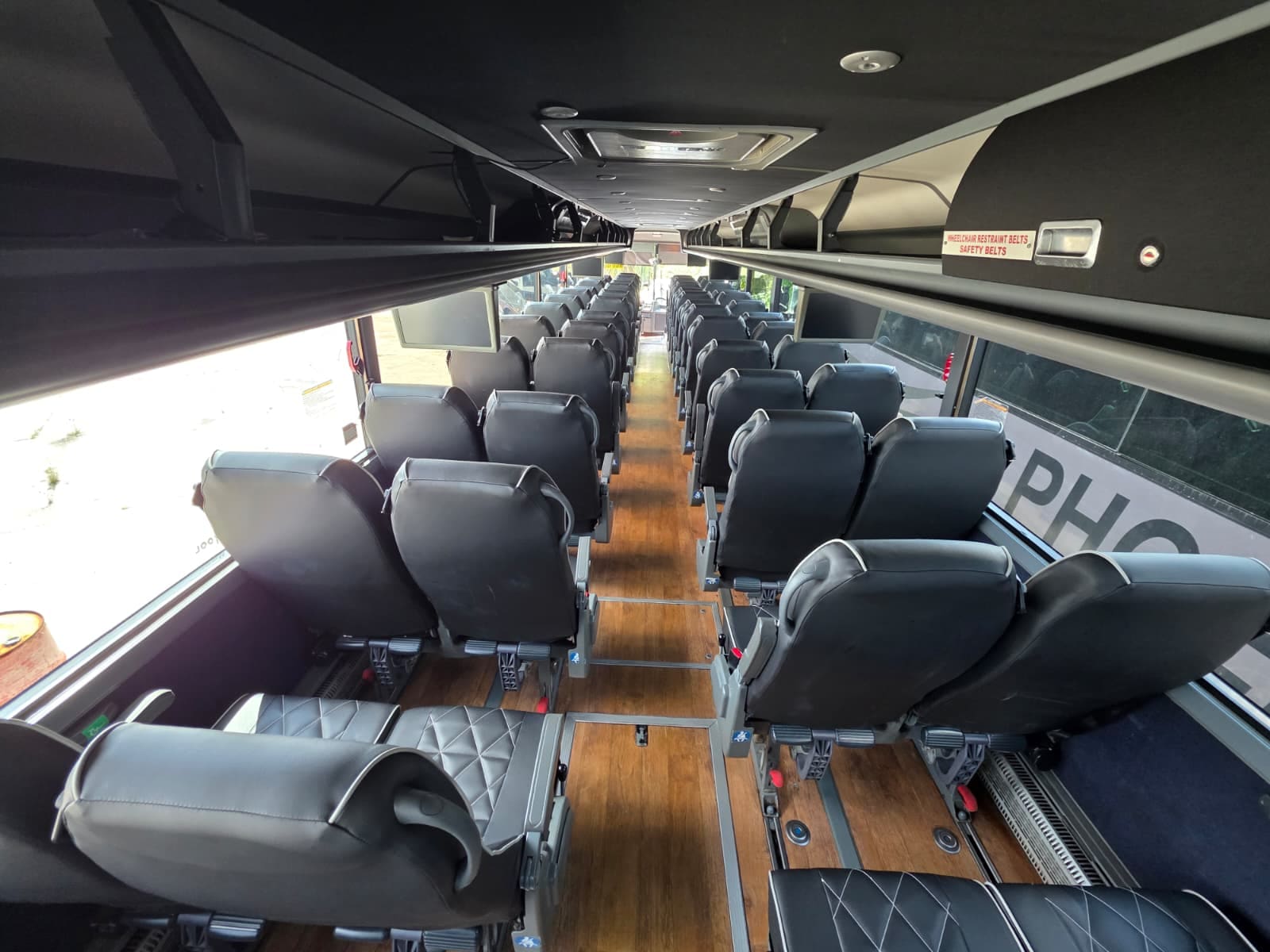 Rear of cabin showing 56-passenger seating layout