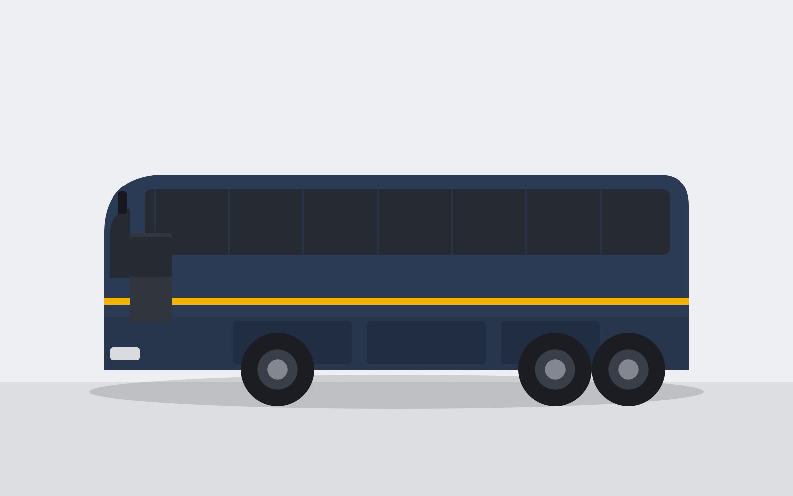 2019 MCI J4500 56-passenger motorcoach, illustrated side profile