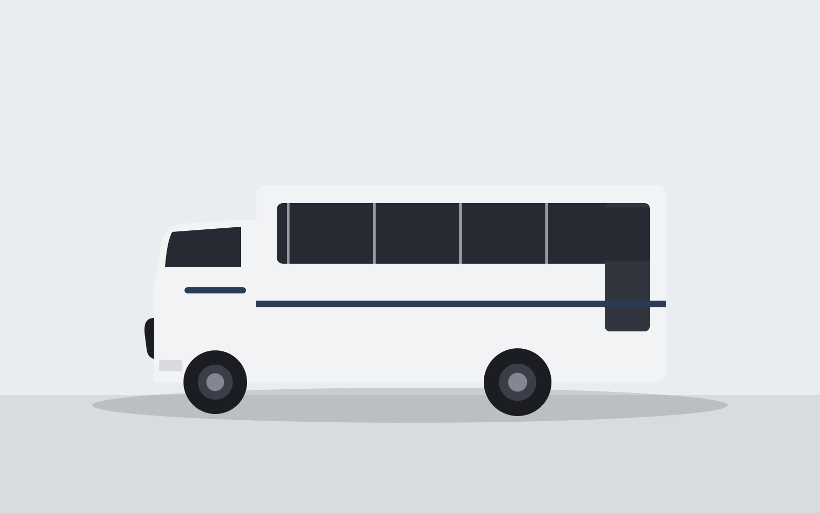 2021 Ford E-450 Glaval Universal 25-passenger shuttle bus, illustrated side profile